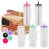 25 pack USA RTS  blank sublimation clear frosted 20oz skinny straight glass camper mugs -Gabby