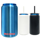 USA warehouse RTS_25 pack 16oz blue plated underneath stainless steel cans for laserengraving _Gabby