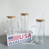 25 pack USA RTS 15oz pre drilled double walled glass snow globe tumbler mugs -Gabby