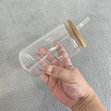 RTS USA warehouse 16oz 25pcs pack BPA free clear glass can with bamboo lids for sublimation --USGABE