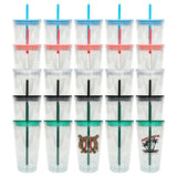 USA warehouse-25pack 16oz mini size double walled snow globe plastic cups water bottles  for kids and wraps-Gabby