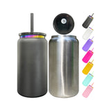 25 pack RTS USA warehouse Powder coated Rainbow underneath 16oz Stainless Steel Tumbler Can -Gabby