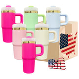 USA warehouse RTS_25pcs pack blank sublimation macaron colorful baby kids 14oz tumbler cups travel mugs with handle-Gabby