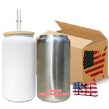 RTS USA warehouse 25 pack white sublimation 16oz Stainless Steel Can with 2 lids -Gabby