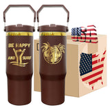 25pcs pack _30oz gold plated powder coated chocolate flip straw tumblers for laser engraving_Gabby