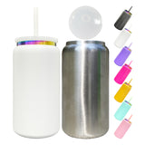 25 pack RTS USA warehouse Powder coated Rainbow underneath 16oz Stainless Steel Tumbler Can -Gabby