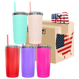 USA RTS 25 pack black plated underneath powder coated 20oz coffee tumbler cups for laser engrave-Gabby