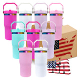 25 pack mirror rainbow plating Children's 20oz water bottle with portable handle and flip top straw for laser engraving