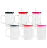 YIPAI USA warehouse RTS_17oz single walled clear glass mugs with handle and PP lids_Gabby