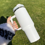 USA warehouse RTS_20pcs pack black plated underneath  white powder coated H2.0 40oz coffee tumbler for laser engrave -Gabby