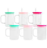 YIPAI USA warehouse RTS_17oz single walled clear glass mugs with handle and PP lids_Gabby