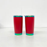 USA warehouse-20oz green plated stainless steel car tumbler with maginetic sliding lid for laser engraving-Gabby