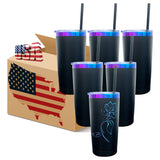 USA warehouse RTS-25pack 20oz powder coated colored blue and purple plated underneath tumbler cups with magnetic sliding lid-Gabby
