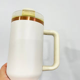 USA warehouse RTS_25 pack 40oz H2.0 copper plated cream white tumblers with handle for laser engraving-Gabby