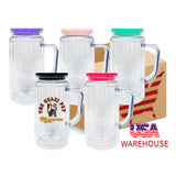 25 pack-12oz 16oz snow globe double walled plastic cups with handle with PP lids-Holly