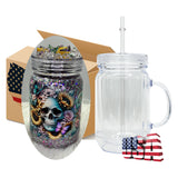 USA warehouse RTS_25 pack USA warehouse double walled blank clear snow globe glitter 20oz plastic can mason jar acrylic mugs with handle _ Gabby