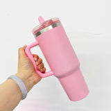 New Style 20 pack double walled stainless steel vacuum insulated blank sublimation macaroon white 40oz leak proof removable flip straw tumbler cups with handle and straw