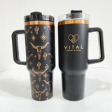 USA warehouse RTS_25 pack 40oz H2.0 copper plated black tumblers with handle for laser engraving-Gabby