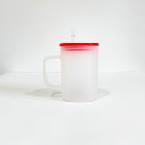 YIPAI USA warehouse RTS_17oz single walled frosted glass mugs with handle and PP lids_Gabby