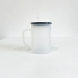 YIPAI USA warehouse RTS_17oz single walled frosted glass mugs with handle and PP lids_Gabby