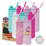 China warehouse-25pack blank sublimation 20oz straight sports water bottle with 2 lids-Gabby