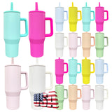 USA warehouse RTS_16pack USA warehouse blank sublimation macaron 40oz modern leak proof flip top straw tumbler_Gabby