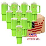 20 pack USA warehouse laser engraved mirror gold plated underneath powder coated green 40oz H2.0 tumbler-Gabby