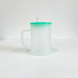 YIPAI USA warehouse RTS_17oz single walled frosted glass mugs with handle and PP lids_Gabby