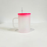 YIPAI USA warehouse RTS_17oz single walled frosted glass mugs with handle and PP lids_Gabby