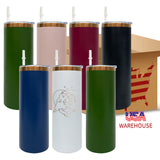 25 pack-New Style 2025 20oz Skinny Copper Plated Tumbler With Lid And Straw Mix Colors For Iced Coffee And Tea