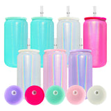 16oz shimmer glitter glass beer cans with PP lids for sublimation-25pack USA warehouse