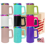 USA warehouse 20 pack-20oz rainbow plated powder coated mugs for laser engraving with handle-Gabby