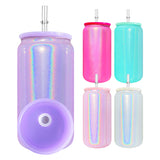 USA warehouse RTS-50pack 16oz shimmer glass cans with PP lids for sublimation -Gabby