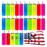 25 pack USA warehouse Neon Fluorescent colored mirror rainbow plated 20oz straight tumbler for laser engrave-Gabby