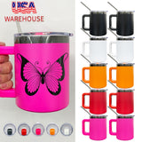 10oz black plated powder coated handle coffee mug with sliding lids for laser engraving-25 pack-USA warehouse
