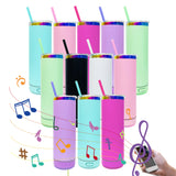 25 pack USA warehouse matt colored macaron powder coated rainbow plated underneath Smart Music Player 20oz skinny straight tumblers-Gabby