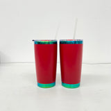 USA warehouse-20oz green plated stainless steel car tumbler with maginetic sliding lid for laser engraving-Gabby