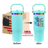 USA warehouse RTS_30oz flip straw rainbow plated macaron mixed 4 colors tumblers for laser engraving_Gabby