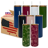 25 pack-New Style 2025 20oz Skinny Copper Plated Tumbler With Lid And Straw Mix Colors For Iced Coffee And Tea