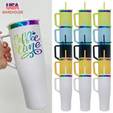 customization birthday wedding Commemorative gifts new leak proof rainbow plated underneath 40oz curved tumbler with lids and straws for laser engraving -Gabby