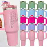 New Style 20 pack double walled stainless steel vacuum insulated blank sublimation macaroon white 40oz leak proof removable flip straw tumbler cups with handle and straw