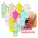 USA warehouse RTS_16pack USA warehouse blank sublimation macaron 40oz modern leak proof flip top straw tumbler_Gabby