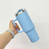 New Style 20 pack double walled stainless steel vacuum insulated blank sublimation macaroon white 40oz leak proof removable flip straw tumbler cups with handle and straw
