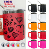 10oz black plated powder coated handle coffee mug with sliding lids for laser engraving-25 pack-USA warehouse