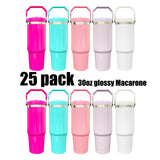 RTS USA warehouse 25 pack 30oz glossy macaron flip straw tumblers for sublimation_Gabby