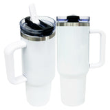 New Style 20 pack double walled stainless steel vacuum insulated blank sublimation macaroon white 40oz leak proof removable flip straw tumbler cups with handle and straw