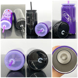 Halloween series-25pcs pack 16oz blank sublimation black and purple stainess steel can for UV DTF wraps