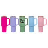 New Style 20 pack double walled stainless steel vacuum insulated blank sublimation macaroon white 40oz leak proof removable flip straw tumbler cups with handle and straw