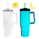 USA warehouse 20 pack 40oz white blank sublimation glow in the dark 40oz tumbler travel coffee mugs with lid and straw