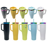 customization birthday wedding Commemorative gifts new leak proof rainbow plated underneath 40oz curved tumbler with lids and straws for laser engraving -Gabby